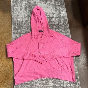 American Eagle Outfitters Pink Distressed hoodie sweater